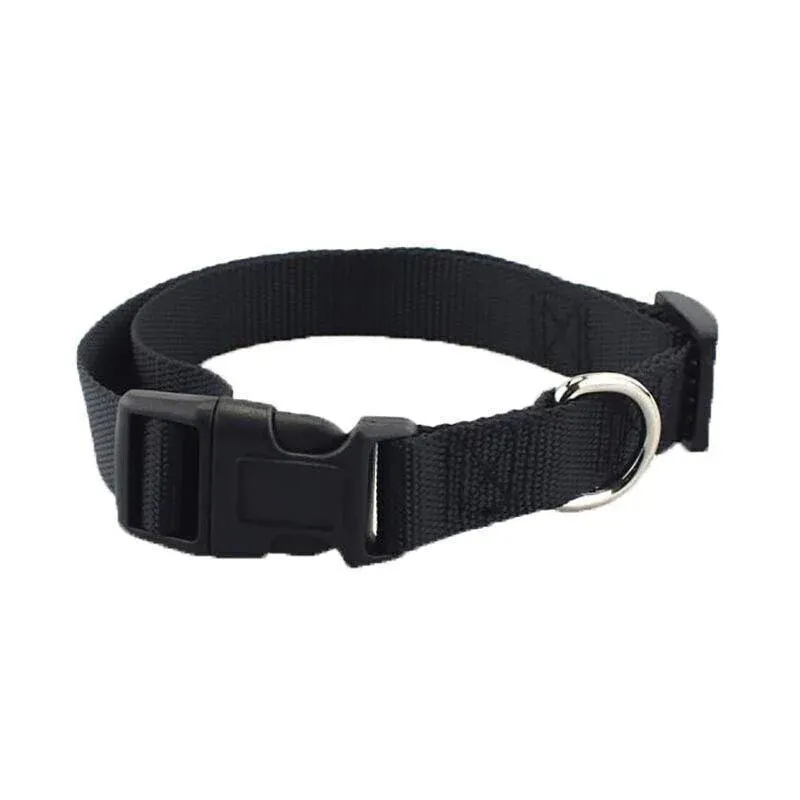 S Size Dog Puppy Pet Collar Adjustable Nylon Toy Small Pink Blue Red Black - Black