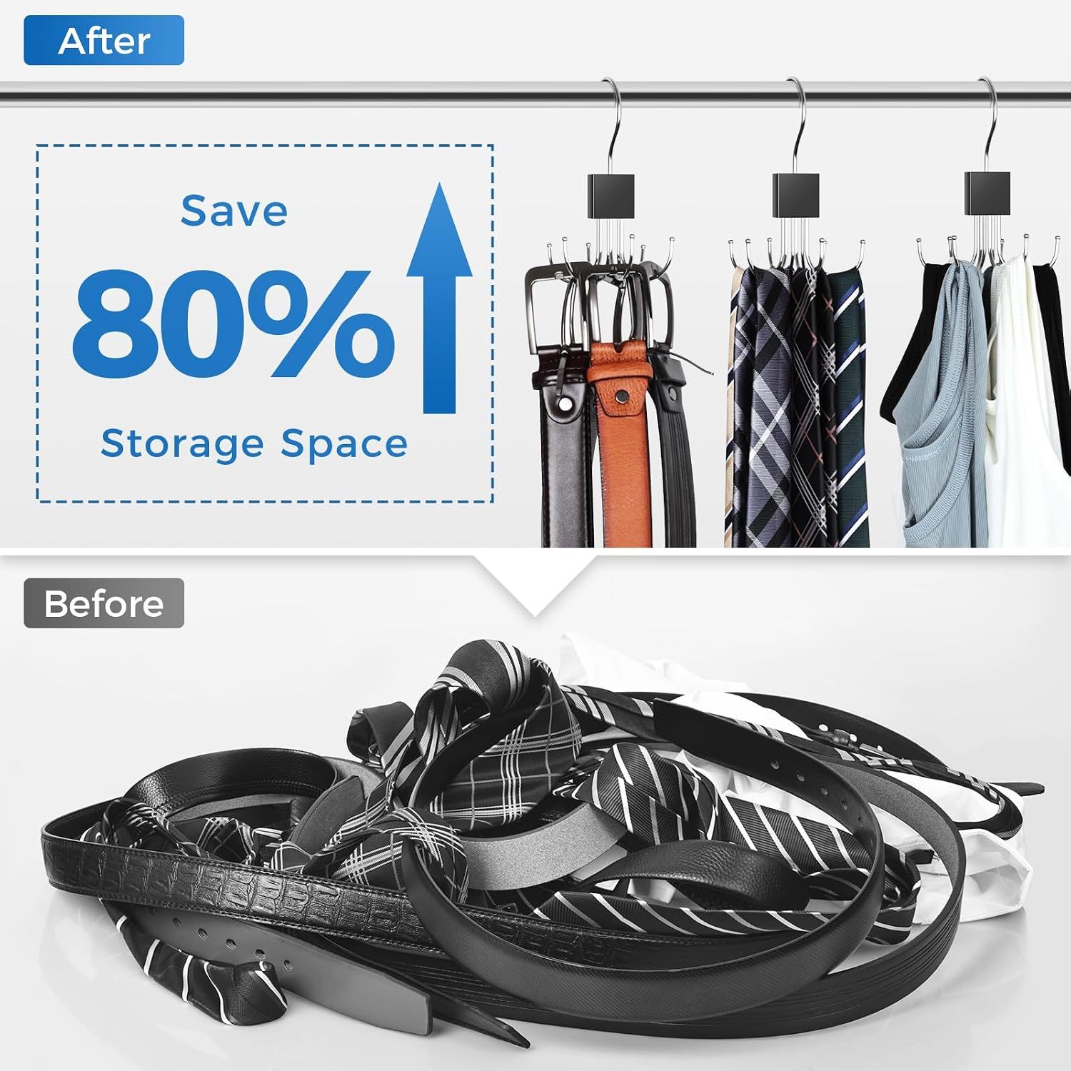 3 Piece Rotating Belt Hanger Holds up to 24 Belts โ image 2