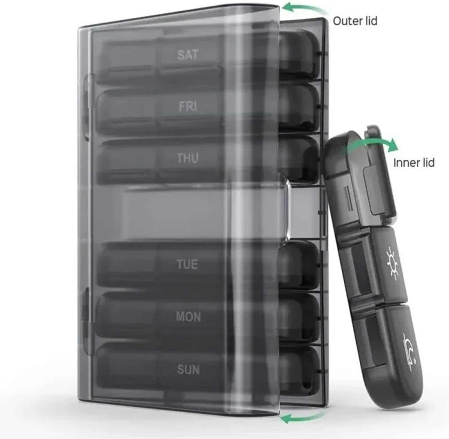 7-Day Organizer with Date Mark, Large Storage Box, PP+ABS Material, Lightweight and Travel-Friendly Design — image 5