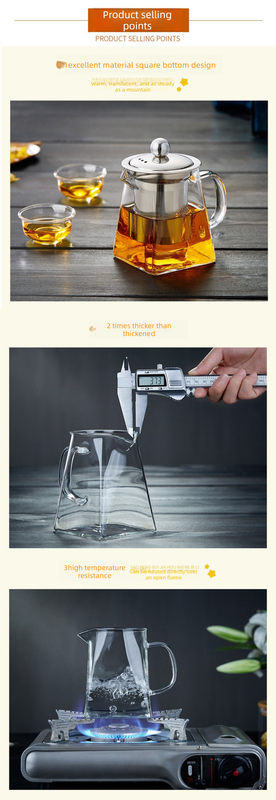 1300ml Extra Large Heat Resistant Glass Teapot with 304 Stainless Steel Infuser Thickened Base Loose Leaf Tea Maker — image 3