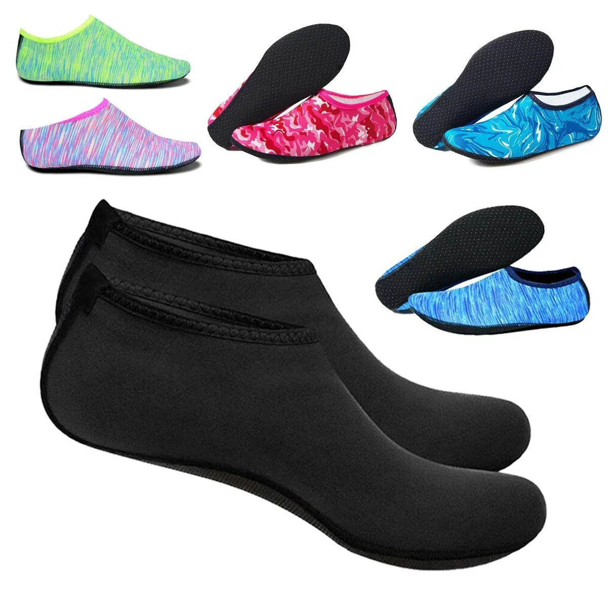 Unisex Water Shoes Slip On Aqua Socks Swim Surf Diving Yoga Exercise Reef Shoes - Black-M โ image 3