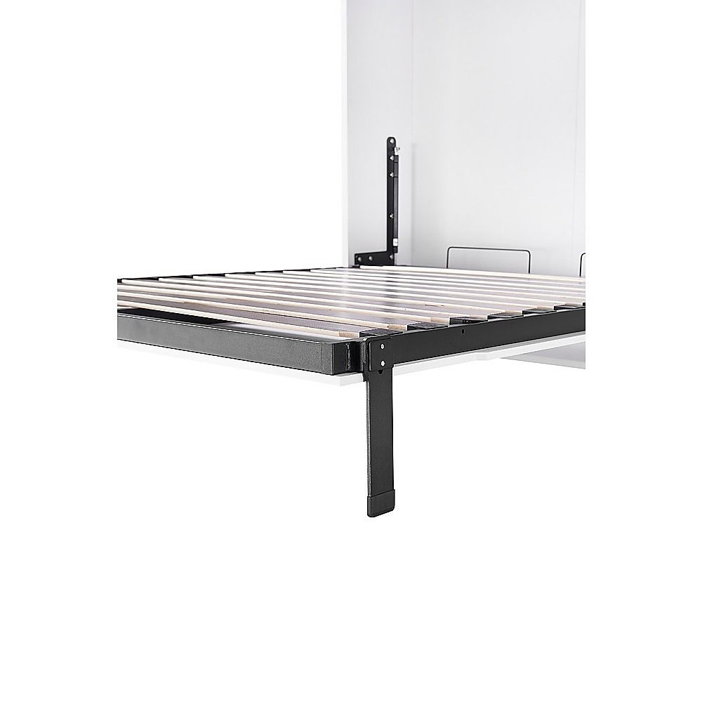 Double Wall Bed in White – Space Saving Murphy Bed Kit with Silver Door Handle — image 2