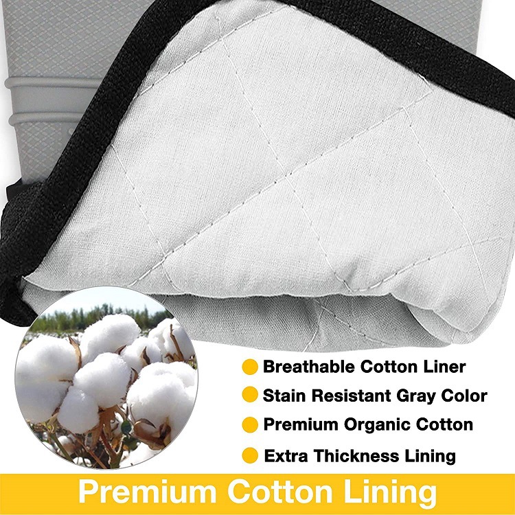 Grayish Set BPA-Free Non-Slip Silicone Oven Mitts - Heat Resistant Gloves with Honeycomb Pattern for Kitchen Safety — image 3