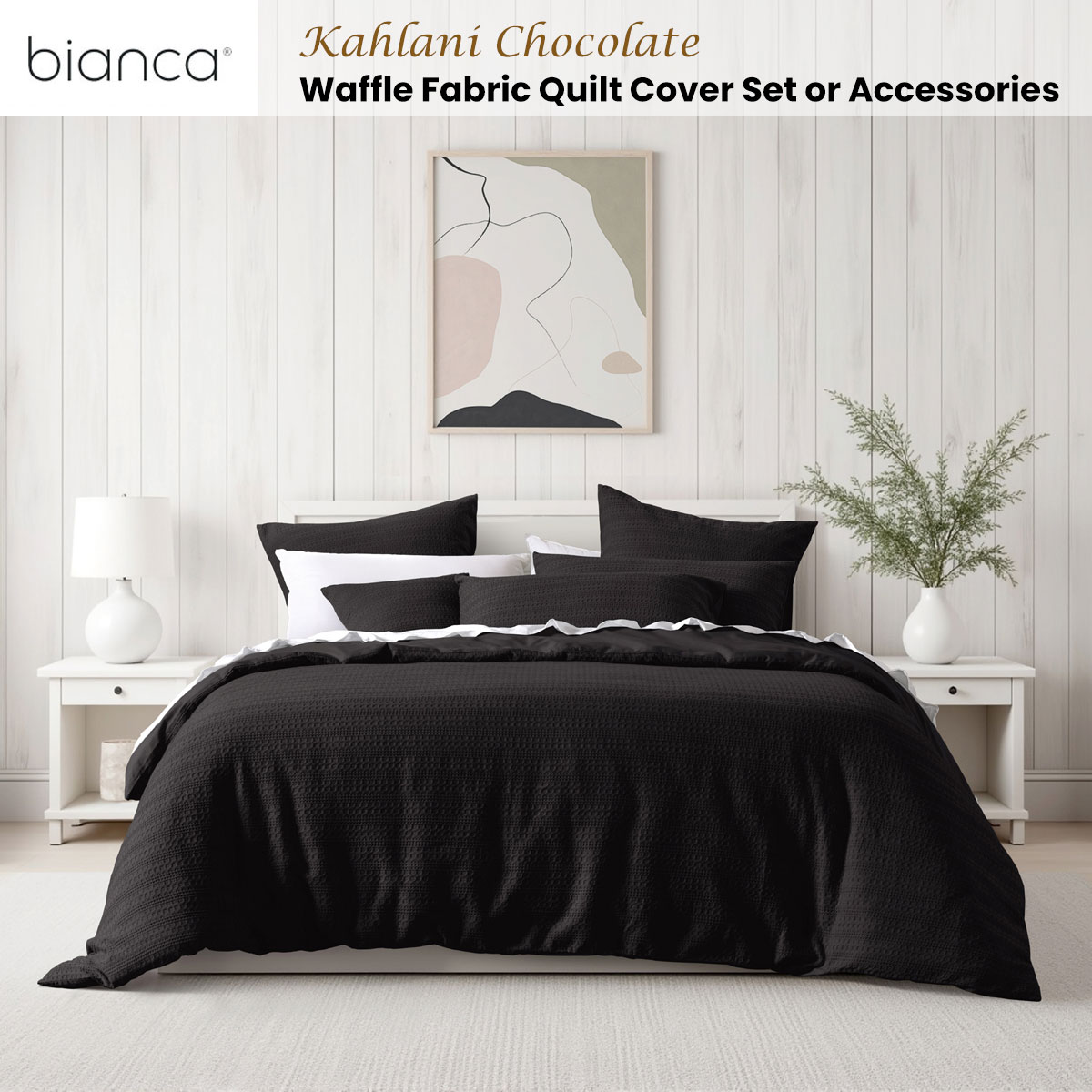 Bianca Kahlani Chocolate Waffle Quilt Cover Set King — image 2