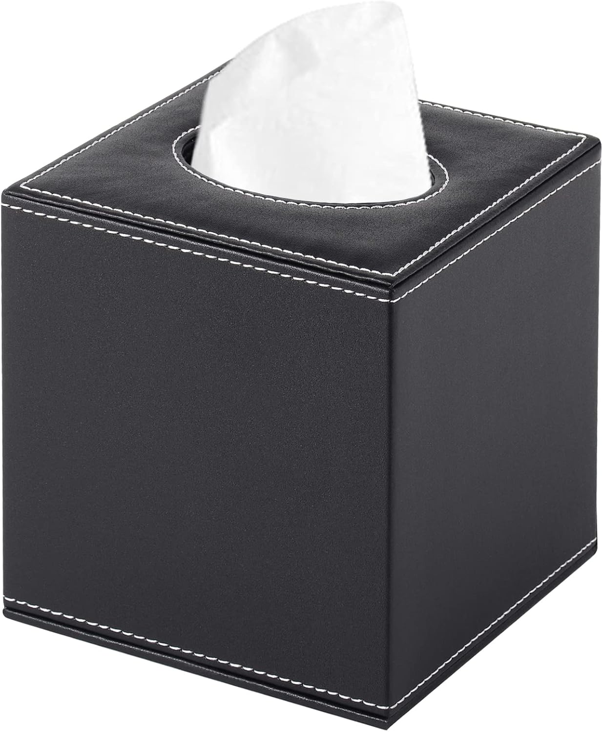 PU Leather Tissue Box Cover Square,Upgrade Large Size Napkin Holder Pumping Paper Case Dispenser,Facial Tissue Holder with Magnetic Bottom for Home Office Car