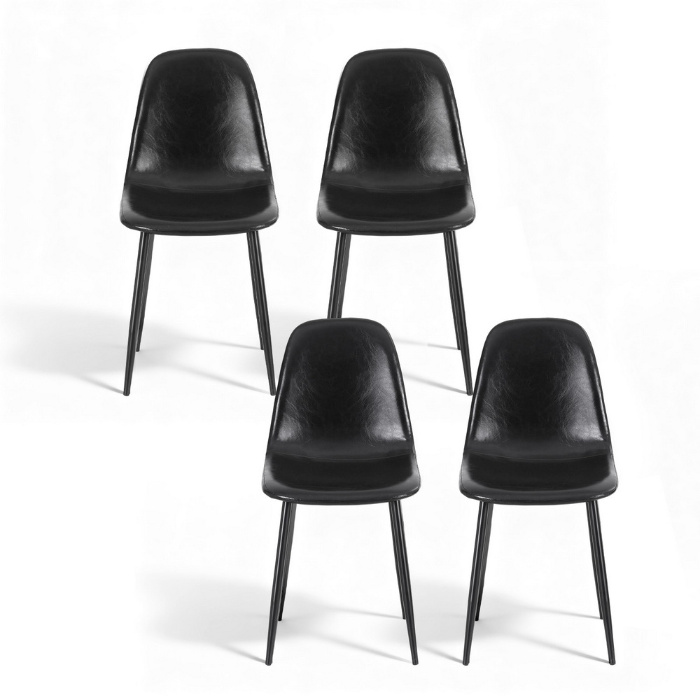 Artiss 4x Dining Chairs Retro PU Leather Kitchen Lounge Cafe Accent Chair Black โ image 3
