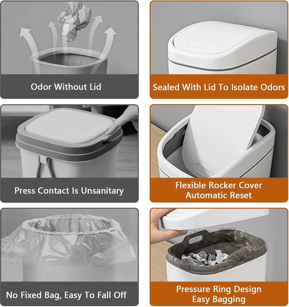 Countertop Waste Bins - Car Trash Can - With Flip-Up Lid - Small Countertop Waste Bin - Mini Trash Can - Tabletop Waste Bin - Plastic Trash Can - Bathroom — image 3