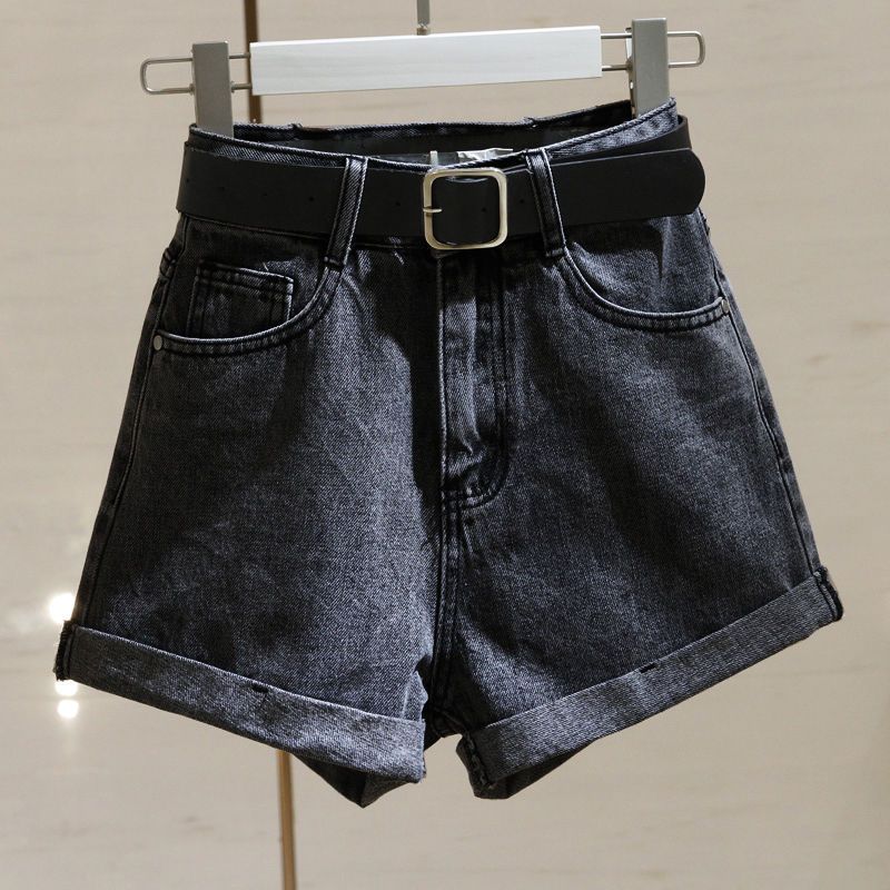 High Waist Cotton Denim Shorts Wide Leg White Black โ image 4