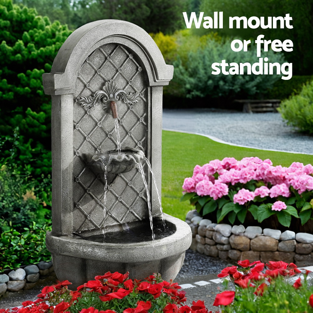 Gardeon Solar Fountain Water Feature Wall Mount Garden Fountains 80CM Grey — image 4