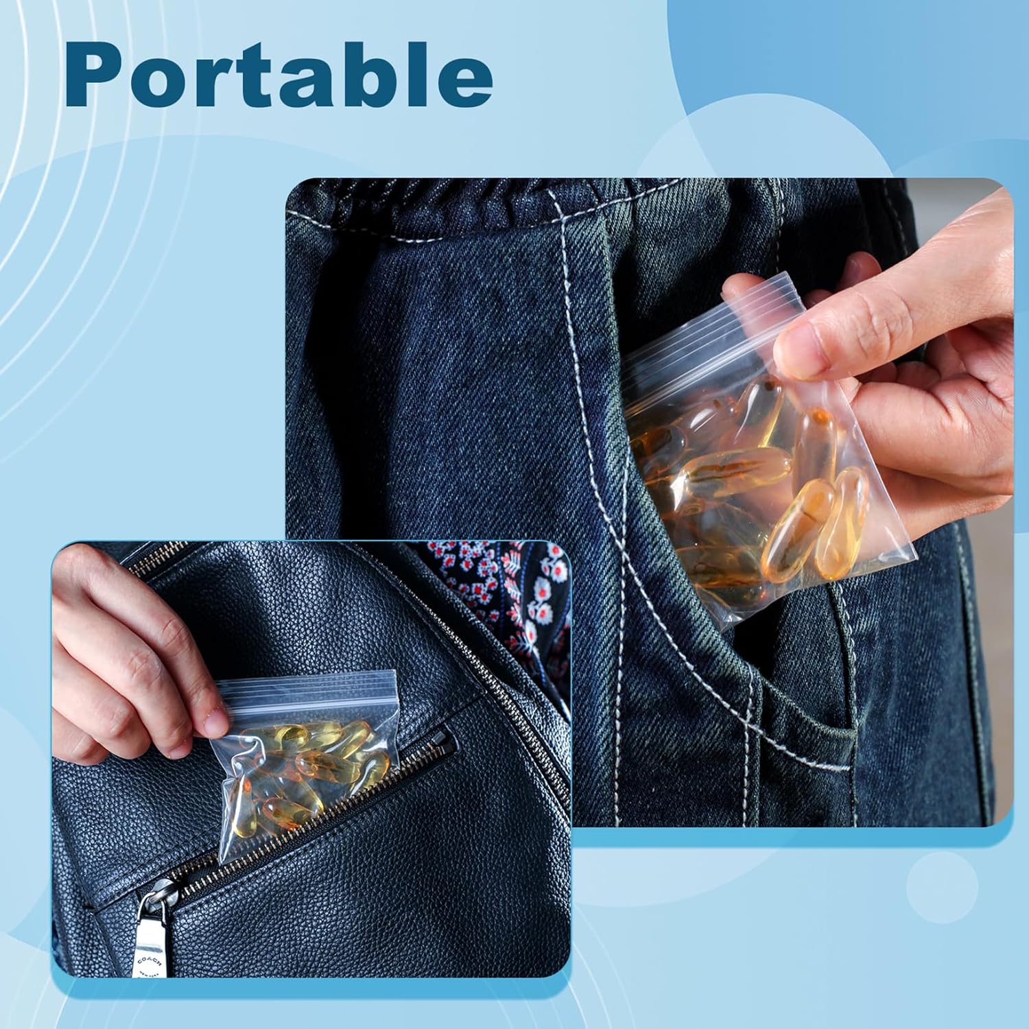 100 Packs Pill Bags 6 mil Sturdy 3 × 2.75 inch Pill Pouches BPA Free Seal Waterproof Handy Reusable Pill Bags for Travel Small Plastic Bags for Pill Organizer — image 6