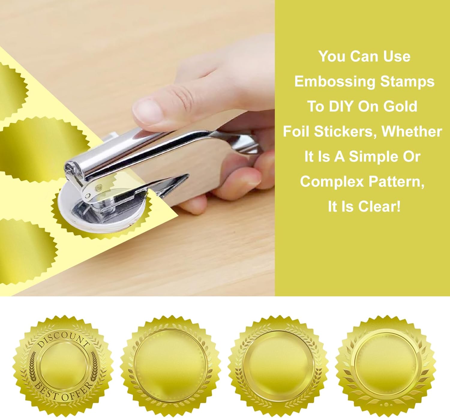 Embossing Stickers,200Pcs 2'' Gold Foil Seals Stickers for Certificates,Self-Adhesive Envelope Seal Label Sticker with Serrated Edge,Blank Embosser Stamp — image 4