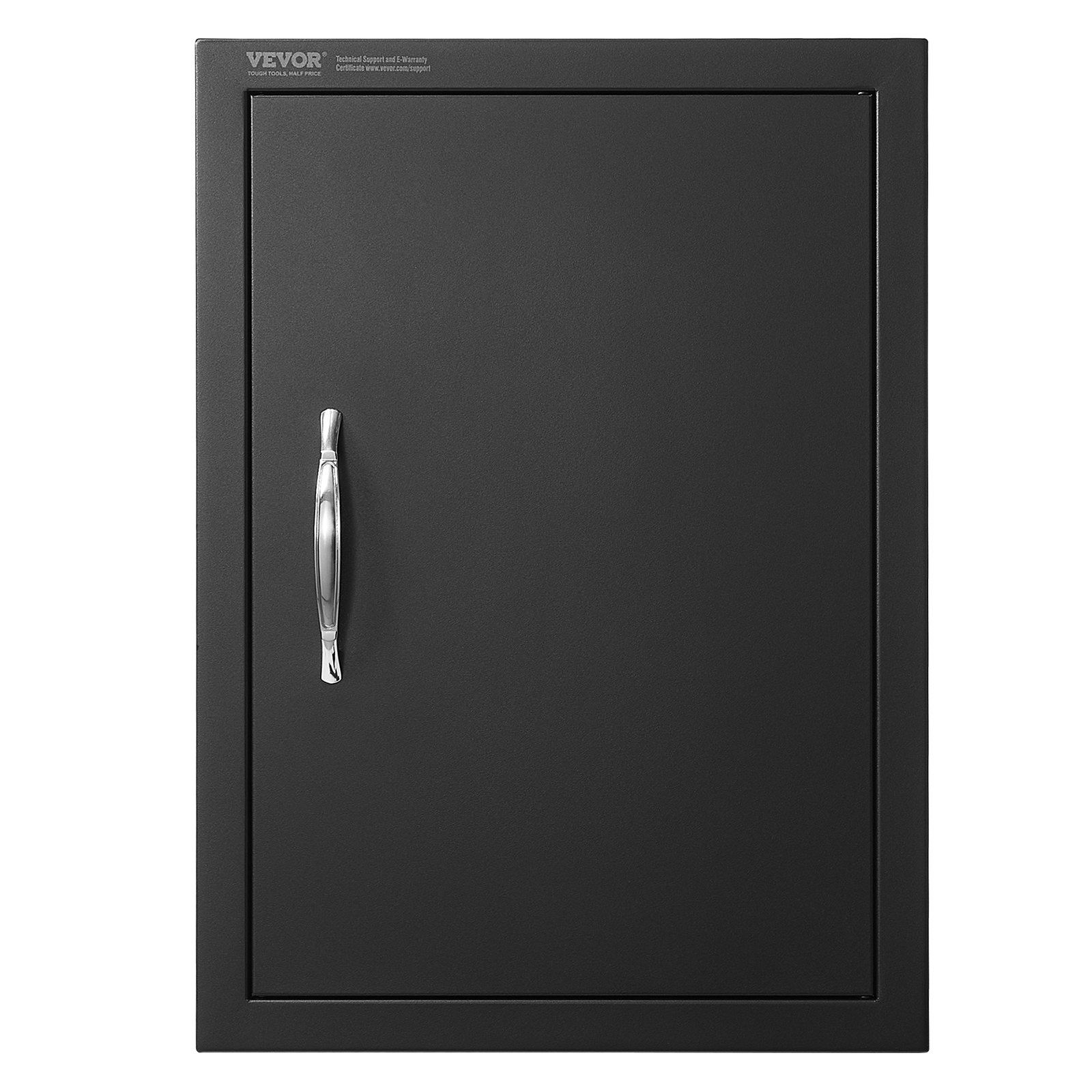 BBQ Access Door 415 × 570 mm - Flush Mount Outdoor Kitchen Cabinet Door Matte Black Reversible for BBQ Island