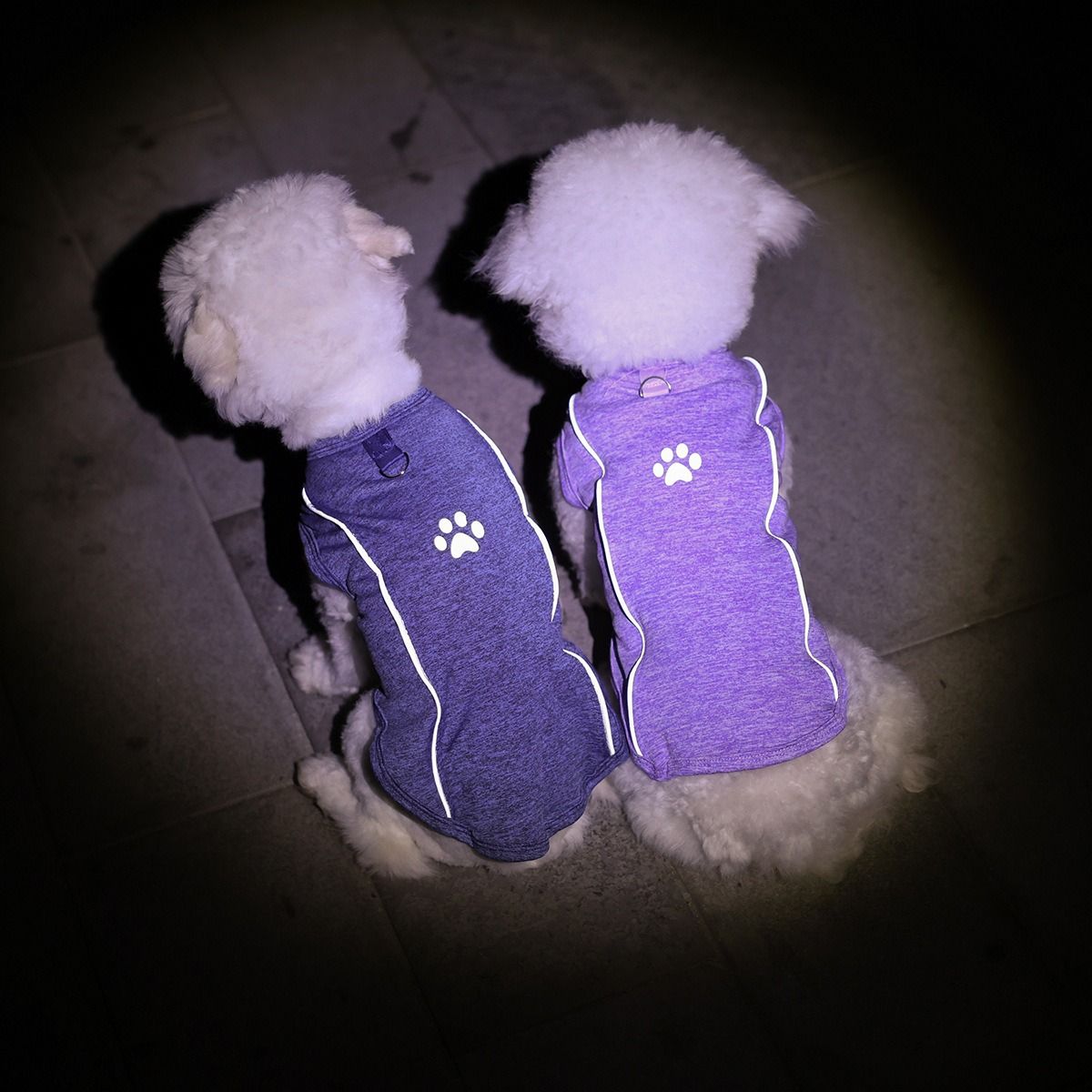 Lele Meow Reflective Vest Dog Clothes Poly Cotton Traction buckle reflective strip vest-leather powder S back length 29 bust 39 neck circumference 28 — image 4