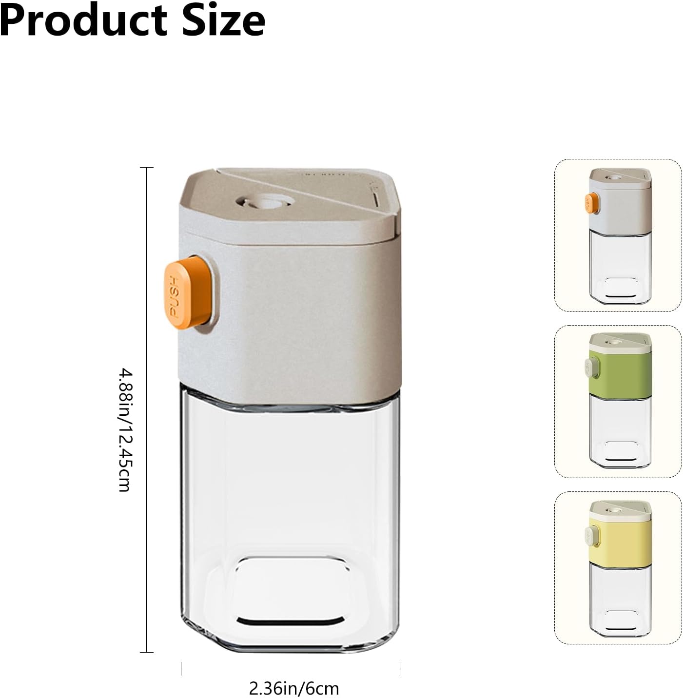 Salt and Pepper Shaker Set with Dose Button - 0.5g per Press - Precise Seasoning Dispensers - Glass Spice Jars - Pack of 2 — image 2
