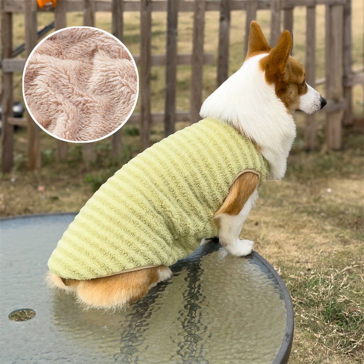 Pet Dog Vest Winter Warm Polyester Yellow [fleece lined & extra thick] L [recommendation 4.5-5.5kg] — image 4