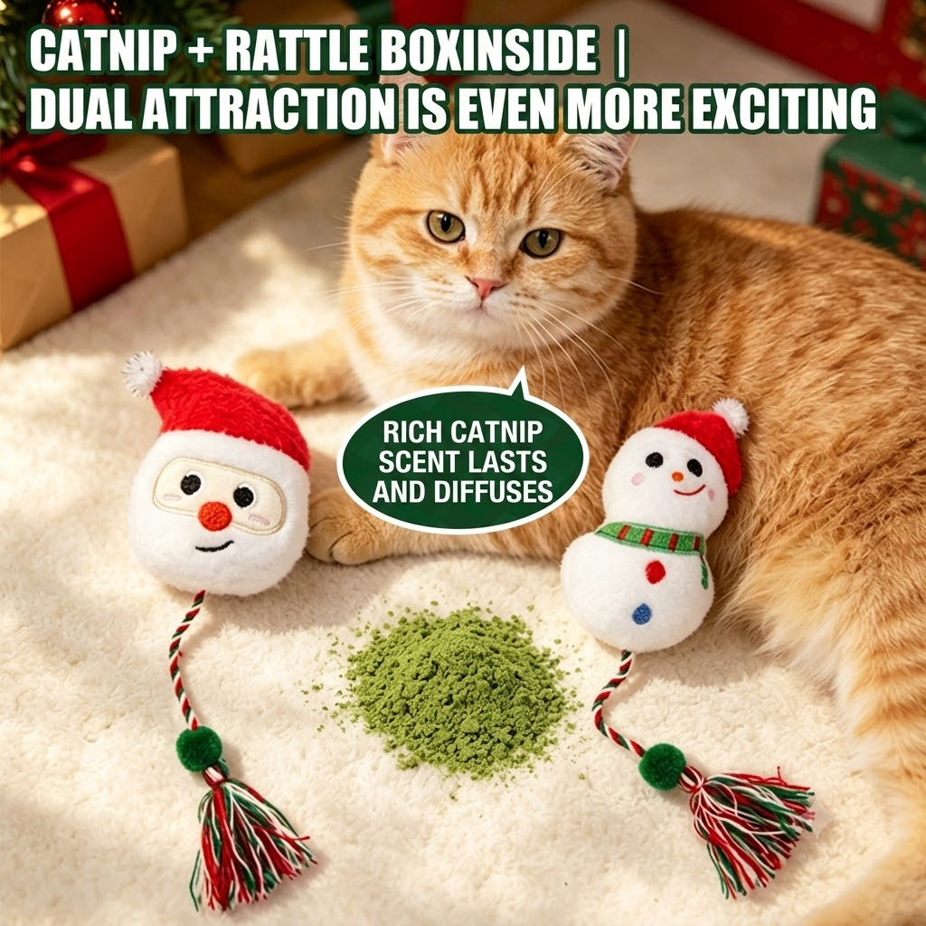 Delightful Christmas Catnip Cat Toys Set with Crinkle Sound – Soft Plush Biting and Kicking Playmates for Your Feline, Perfect Holiday Gift to Keep Indoor Cats — image 3