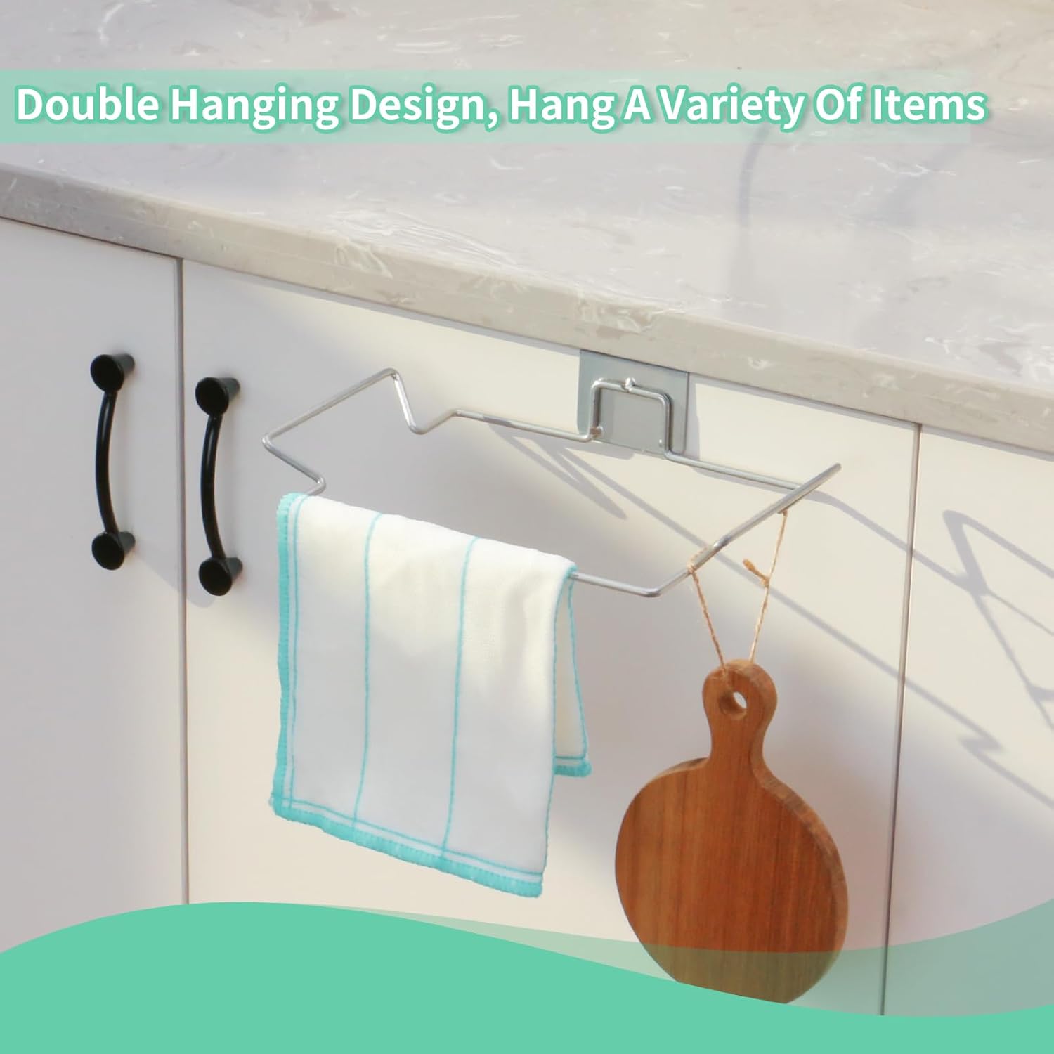Hanging Trash Bag Holder - Multi-functional Bin Organizer - 23.5x14.5x2.5cm - Silver - 2 Pack — image 3