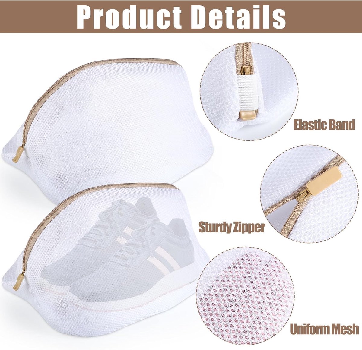 Laundry bag - Packing cubes - Laundry net - Women's shoe bag - Laundry bags with zipper - Compression zippered storage cubes - Reusable - 2 pieces - Shoe โ image 6