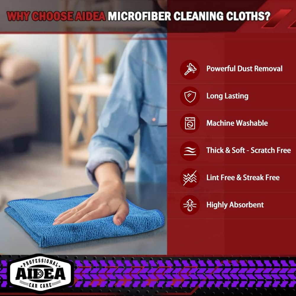 Microfiber Cleaning Cloths-50PK, Microfiber Towels for Cars, Premium All-Purpose Car Cloth, Dusting Cleaning Rags, Absorbent Towels for SUVs, House, Kitchen โ image 3