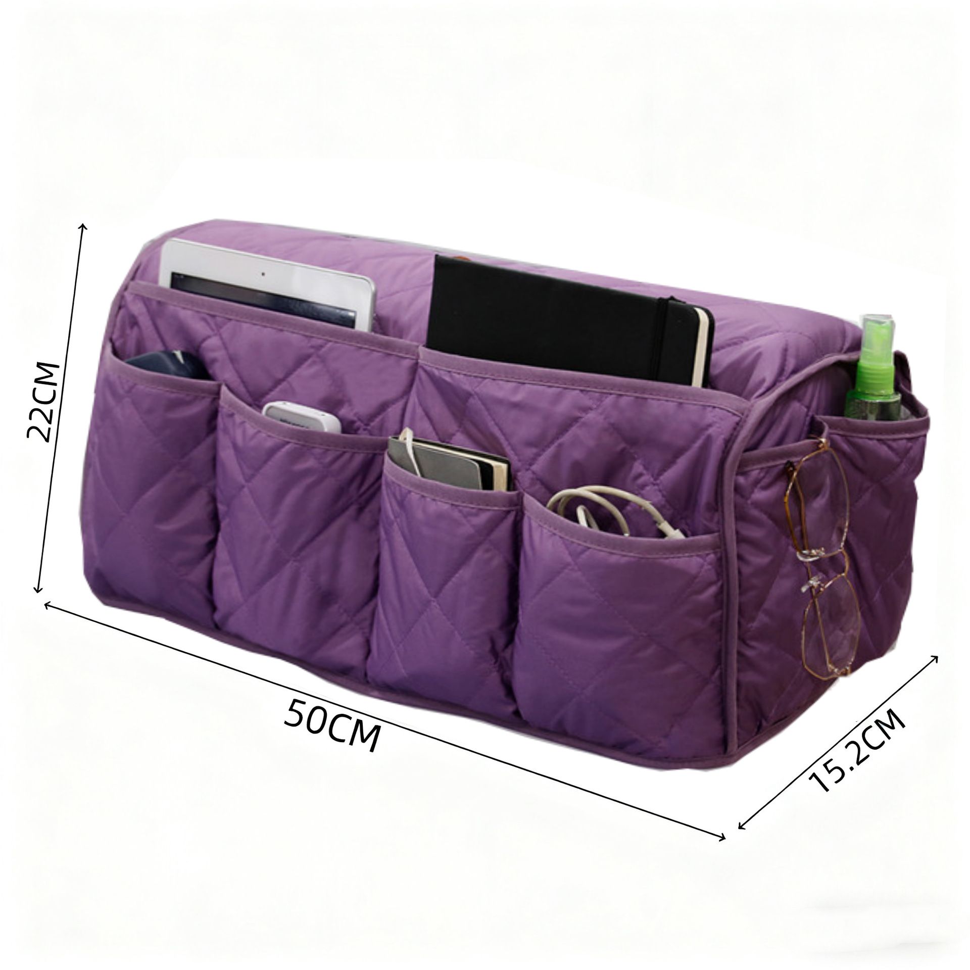 Sofa Armrest Organizer Waterproof Armchair Caddy Remote Control Holder for Recliner Non Slip Recliner Organizer Chair Arm Organizer with 14 Pockets for TV — image 5