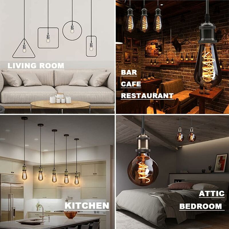 E27 Vintage Lamp Socket, Light Bulb Socket, Ceramic Lamp Holder Adapter For Decorating Bars, Restaurants, Bedrooms — image 4