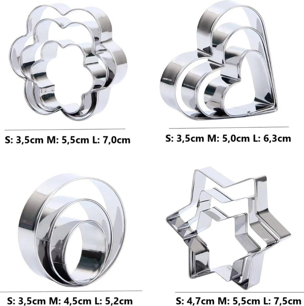 12x Cookie Cutter Set - Cookie Shapes - Flower, Heart, Round, Star — image 5