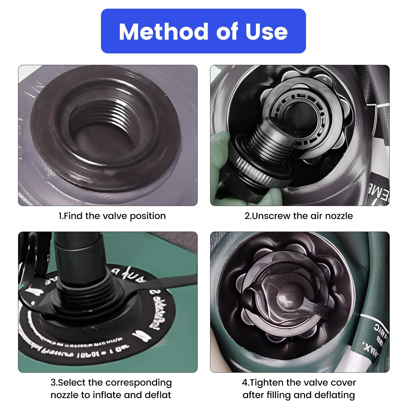 Inflatable Boat Air Valve,2PCS Inflatable Boat Replacement Caps Boat Spiral Air Plugs 0ne-Way Inflation Replacement (22mm) — image 2