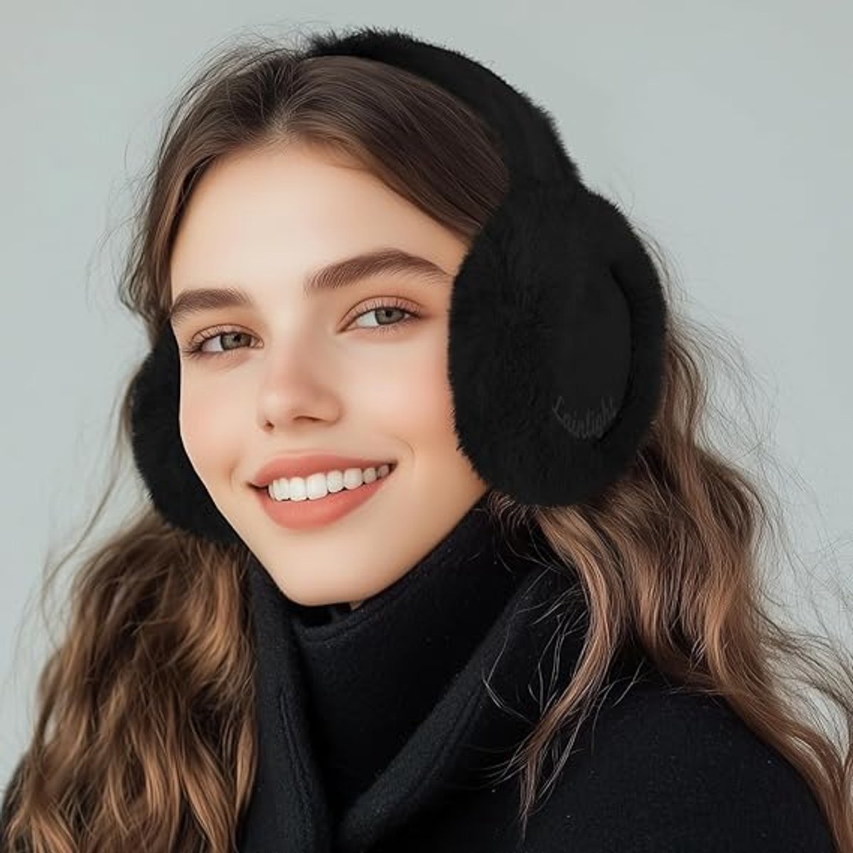 Warm earmuffs - Foldable, cute plush earmuffs - Soft and skin-friendly - Stylish and versatile - Protect your ears from the cold - black — image 2