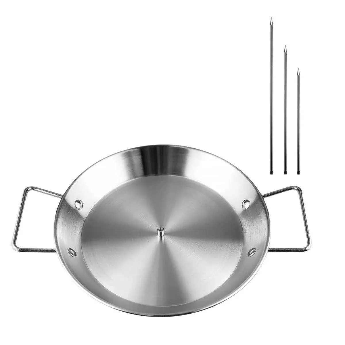 Stainless Steel BBQ Rotisserie Pan Kit Accessories with 3 Removable Iron Skewers — image 2
