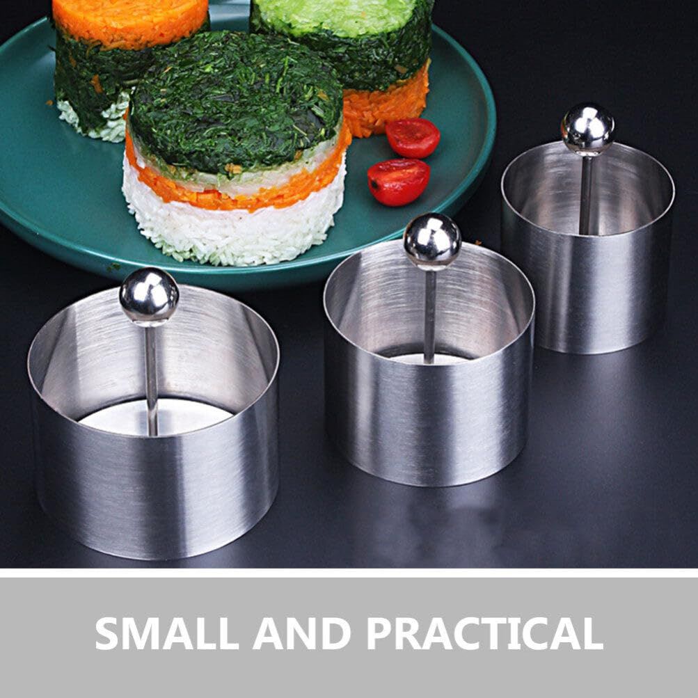 3 Set Sushi Making Mold Stainless Steel Round Pastry Ring Cake Forming Rings with Pusher Food Presentation Rings Tuna Mold โ image 5
