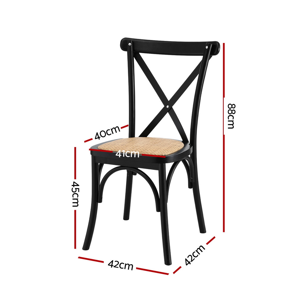 Artiss 2x Dining Chairs Rattan Wooden Kitchen Accent Chair Cafe Lounge Rubber Wood โ image 2