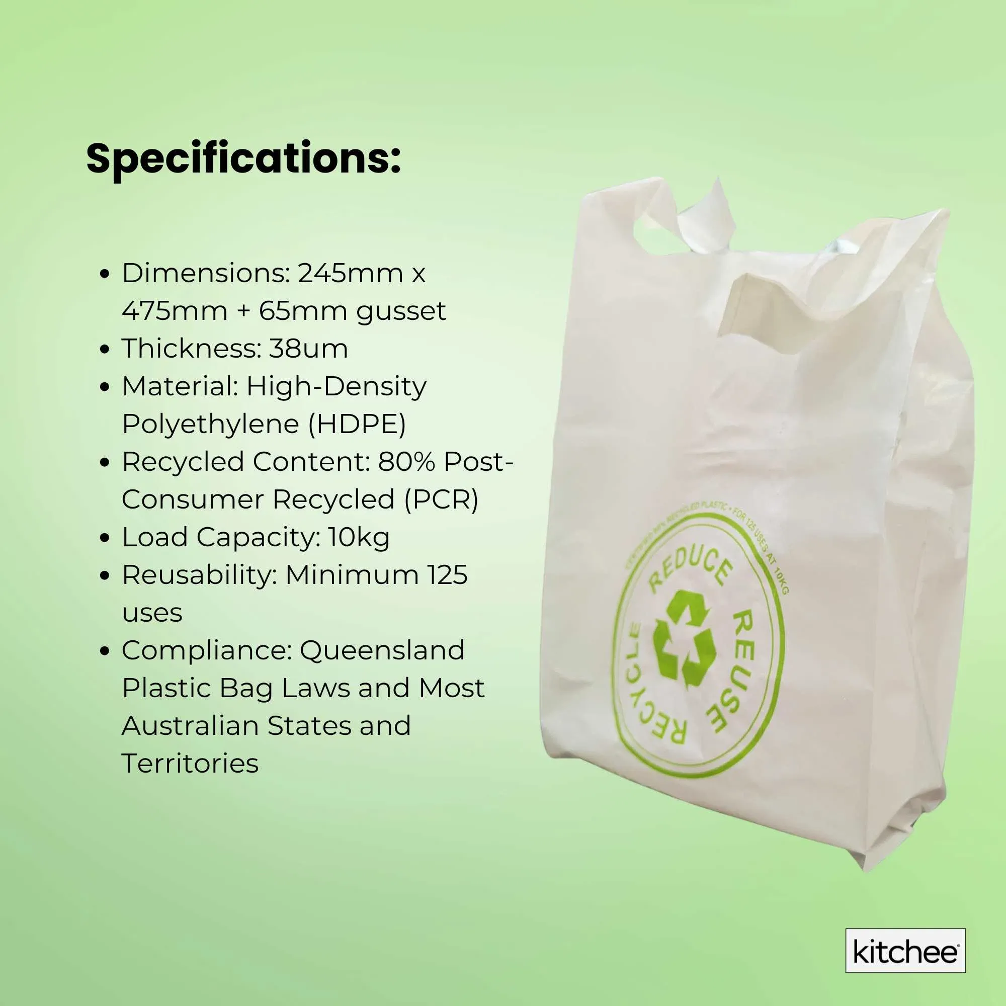 100x Medium Reusable Plastic Singlet Shopping Bags - 80% Recycled 38UM Compliant — image 5
