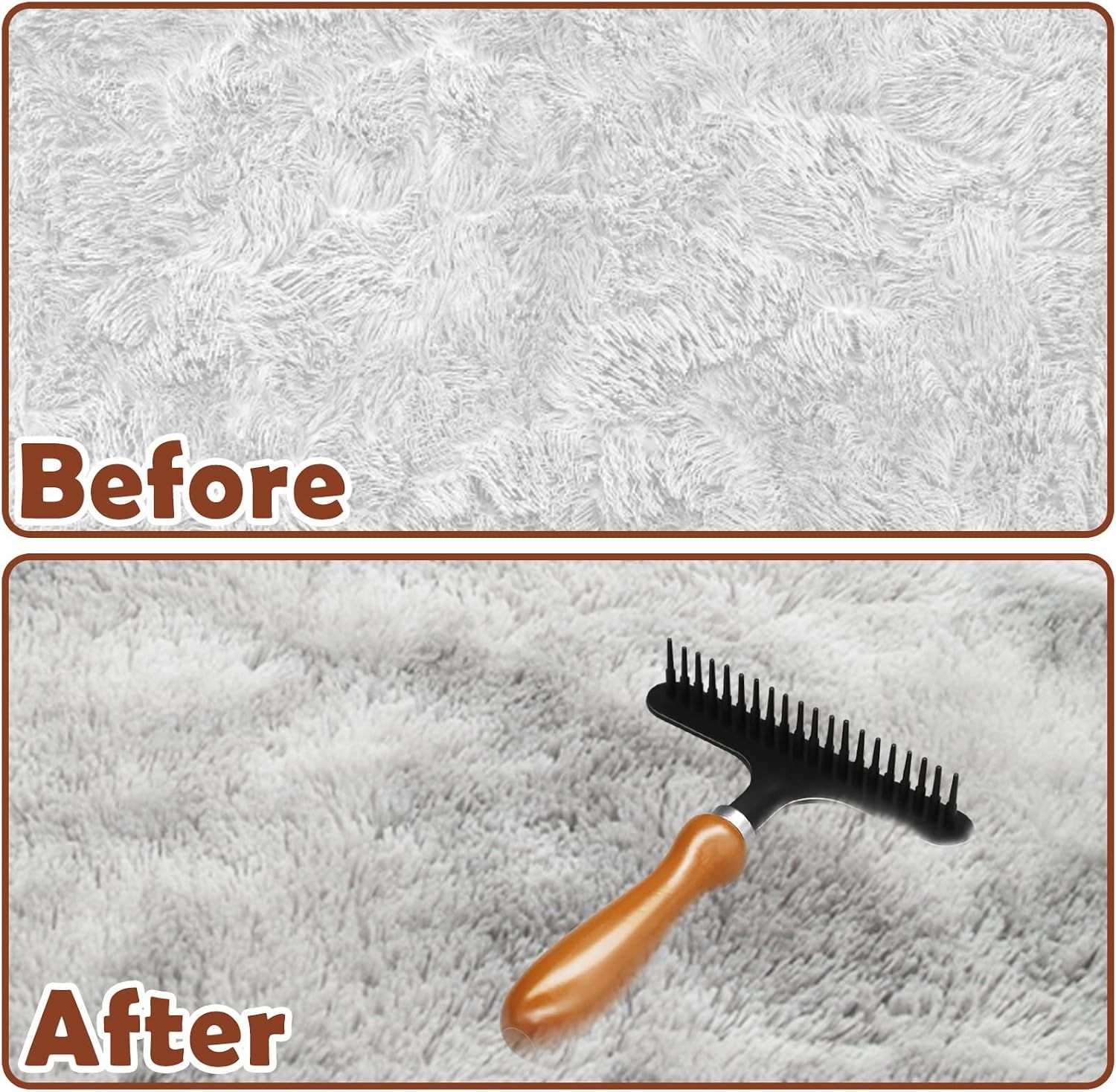 Portable Carpet Rake for Matted and Shag Rugs, Handheld Carpet Grooming Tool for Pet Hair, Deep Cleaning and Fluffy Pile Care, Black, 15.2 x 11 cm โ image 3