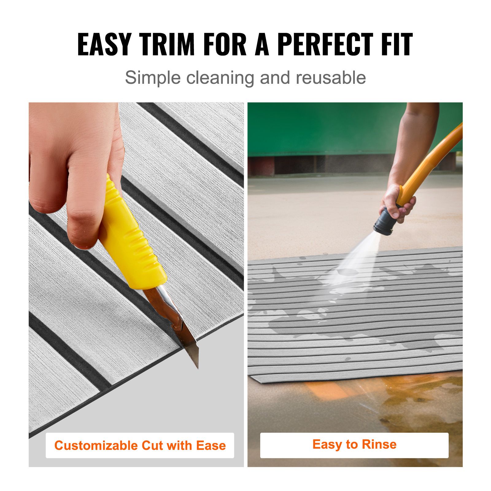 Boat Flooring, EVA Foam Boat Decking 94.5" x 45.7", Non-Slip Self-Adhesive Flooring, 29.9 sq.ft Marine Carpet for Boats, Yacht, Pontoon, Kayak Decking — image 5