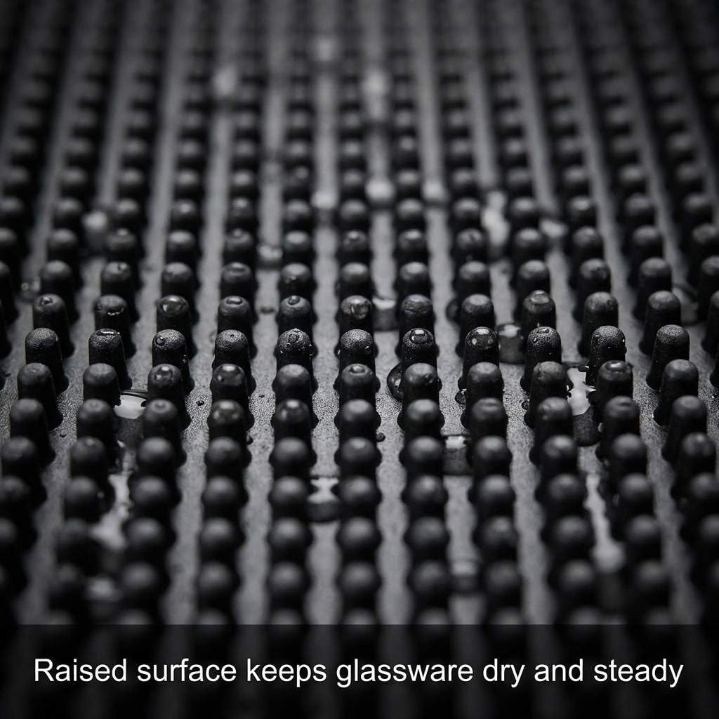 12"x6" Black Rubber Bar Mat – 6 Pack Non-Slip Drainage Pad for Coffee Stations, Home Bars & Kitchens — image 6