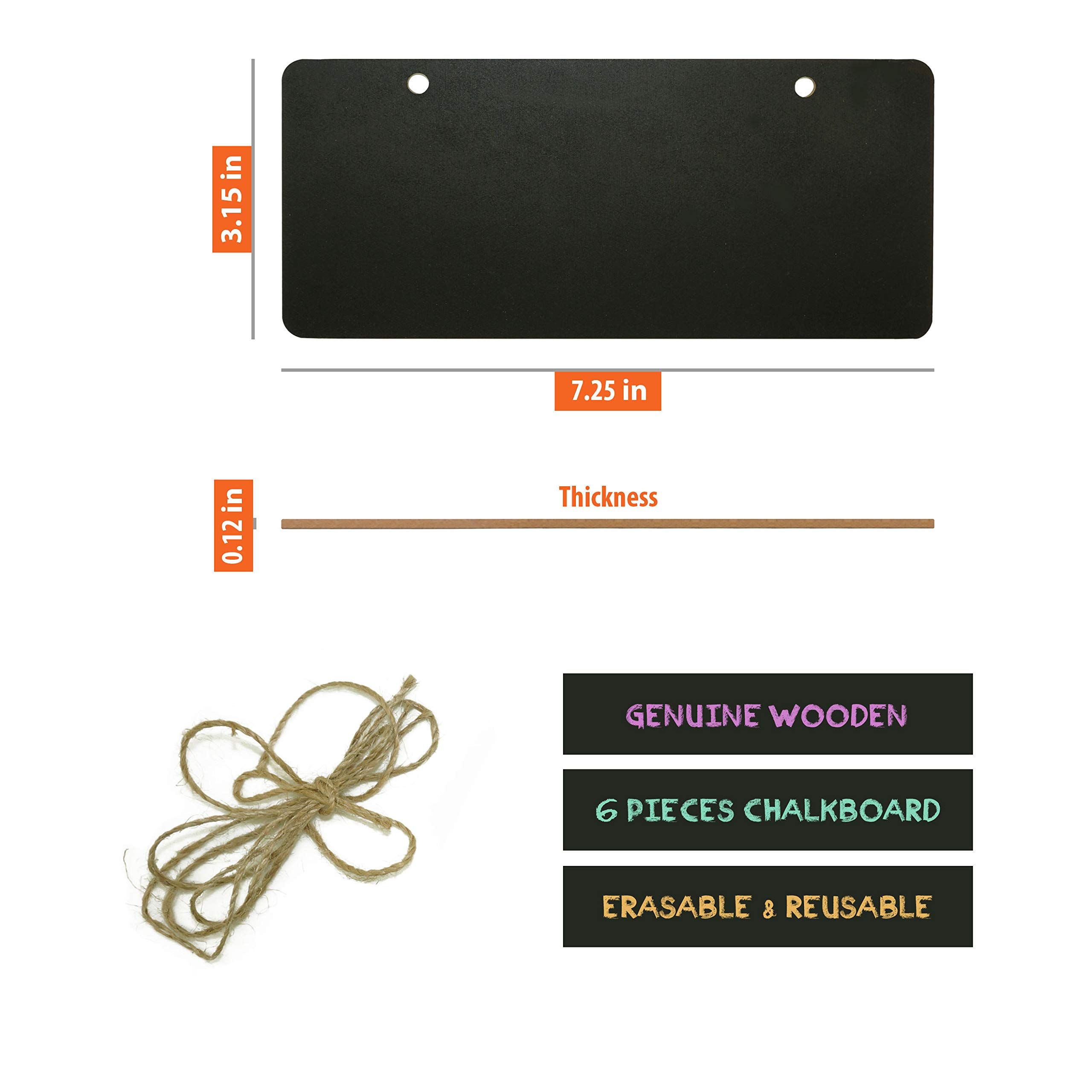 Chalkboard Hanging Signs Erasable Wood Rectangle Small Vintage Rustic Blackboard Message Memo Display for Wedding, Bar, Restaurant, Kitchen Pantry & Wall — image 2