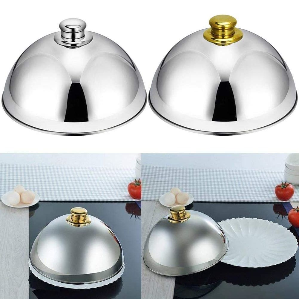 Stainless Steel Cloche Food Cover Dome Serving Plate Dish Dining Dinner for Home Kitchen Restaurant Cafe — image 4