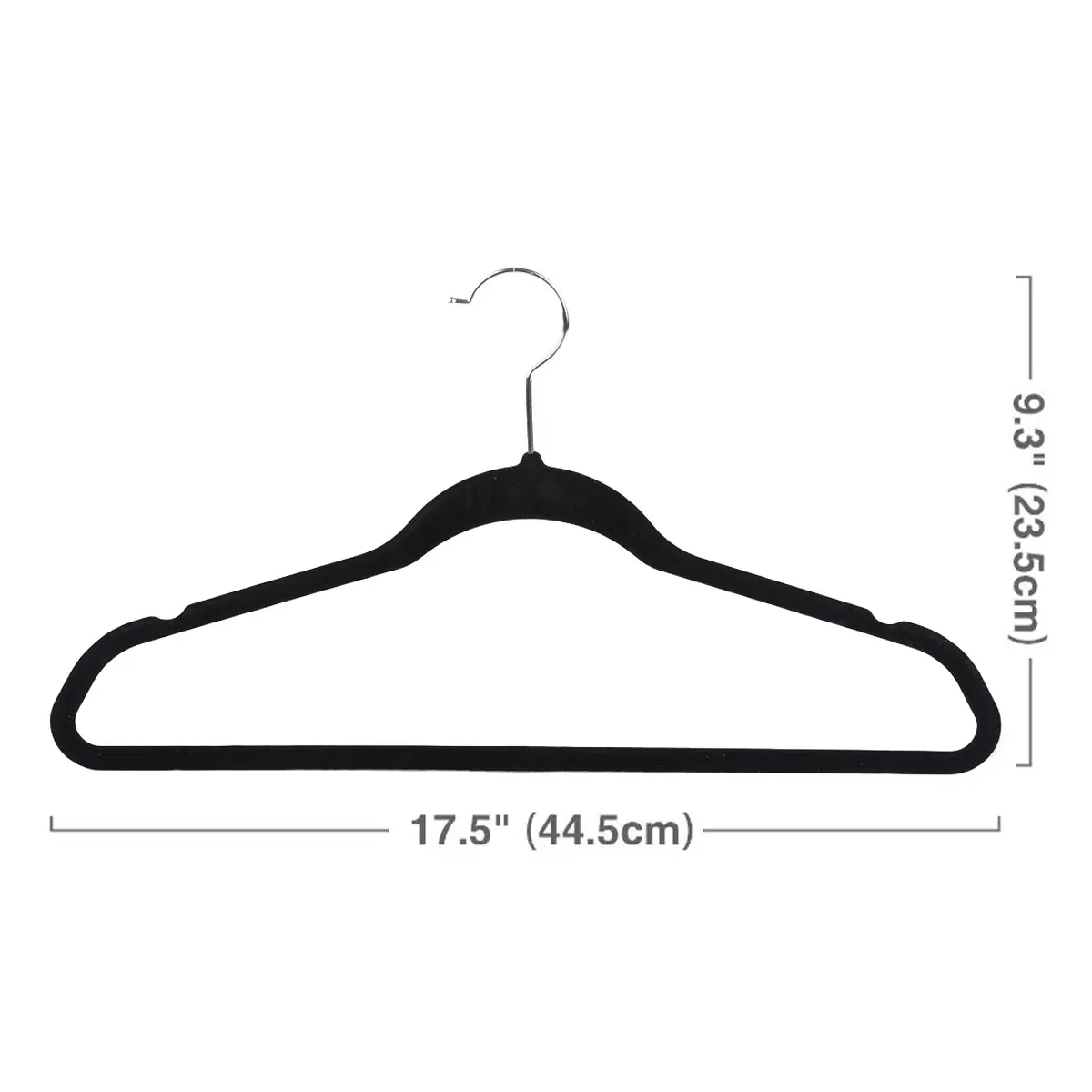 Garment Hangers Set 50PCS Flocking Style 45cm Black Non Slip Clothes Rack Closet — image 3