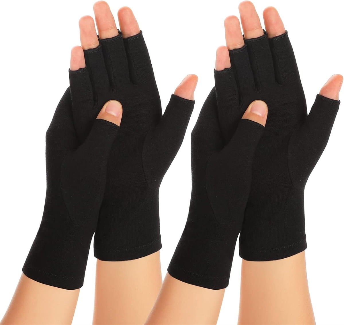 12 Pairs Cotton Gloves,Reusable Half Finger Touchscreen Gloves,7.5x3.9In Summer Sun UV Protection Gloves for Men and Women Black — image 3