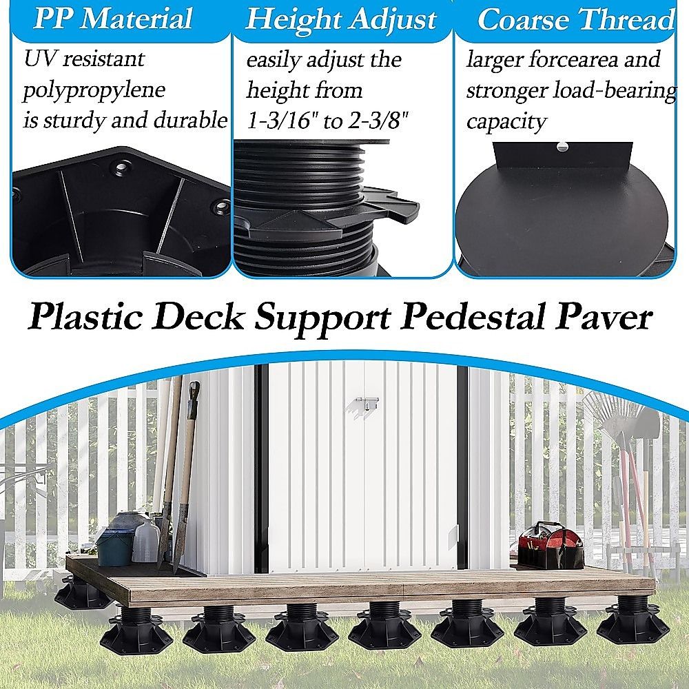 12 Pack Adjustable Deck Support Pedestals Deck Foundation Bases for Raised Outdoor Flooring — image 5