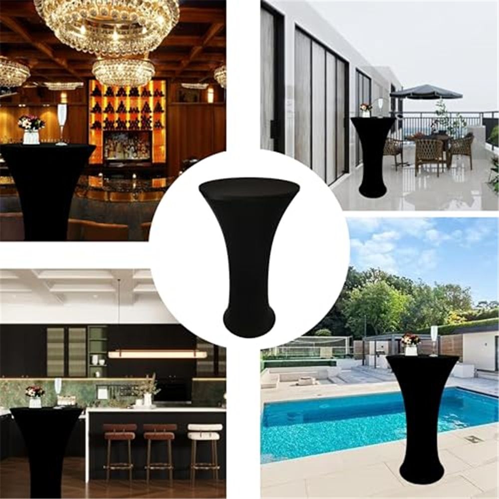 24x43 Inch Black Cocktail Table Cloth Fitted Round Bar Table Stretch Highboy Cocktail Table Covers for Banquet Outdoor Party Wedding Bar Round Bottom Black โ image 5