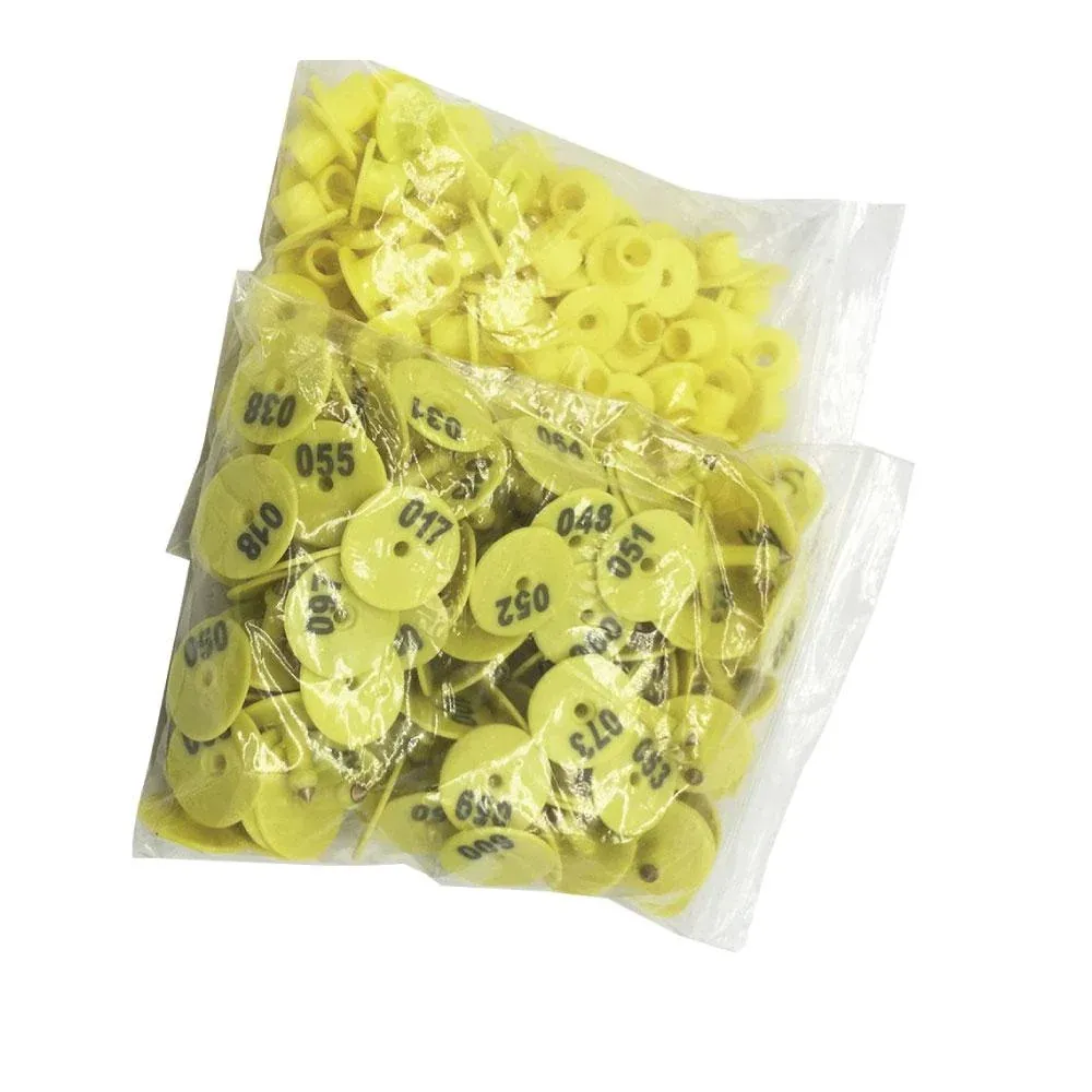 1-100 Cattle Number Ear Tags Set - Round Yellow Pig Sheep Goat Livestock Label — image 2