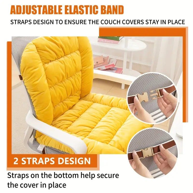 Winter Thick Fleece Seat & Back Cushion Set - 90cm Sofa Office Chair Warmer （sandy beige） — image 4