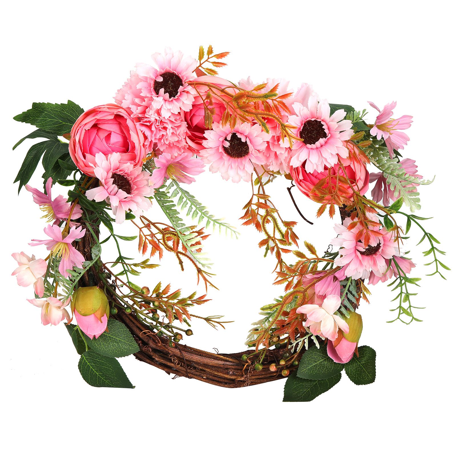 Artificial Flower Wreath Simulation Peony Door Hanging Garland Festivals Party DecorationPink