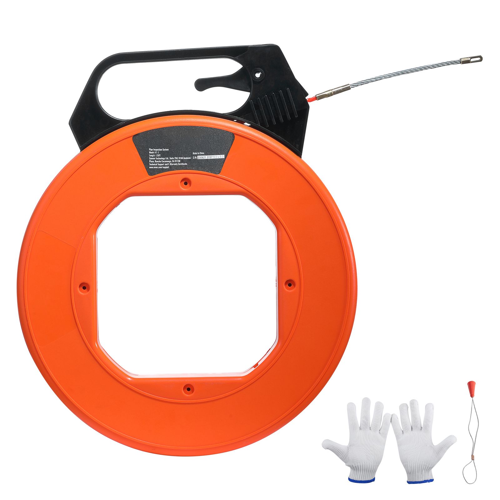 Fish Tape, 38.1 m Length, 4.5 mm, PET Wire Puller with Optimized Housing and Handle, Easy-to-Use Cable Puller Tool, Flexible Wire Fishing Tools for Walls and
