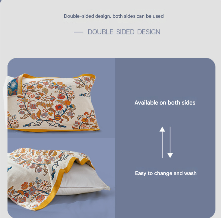 Single Beige Fontainebleau Pillow Towel Premium Cotton Gauze Pillow Towel Pair - Simple Nordic Style (52x75cm) — image 3
