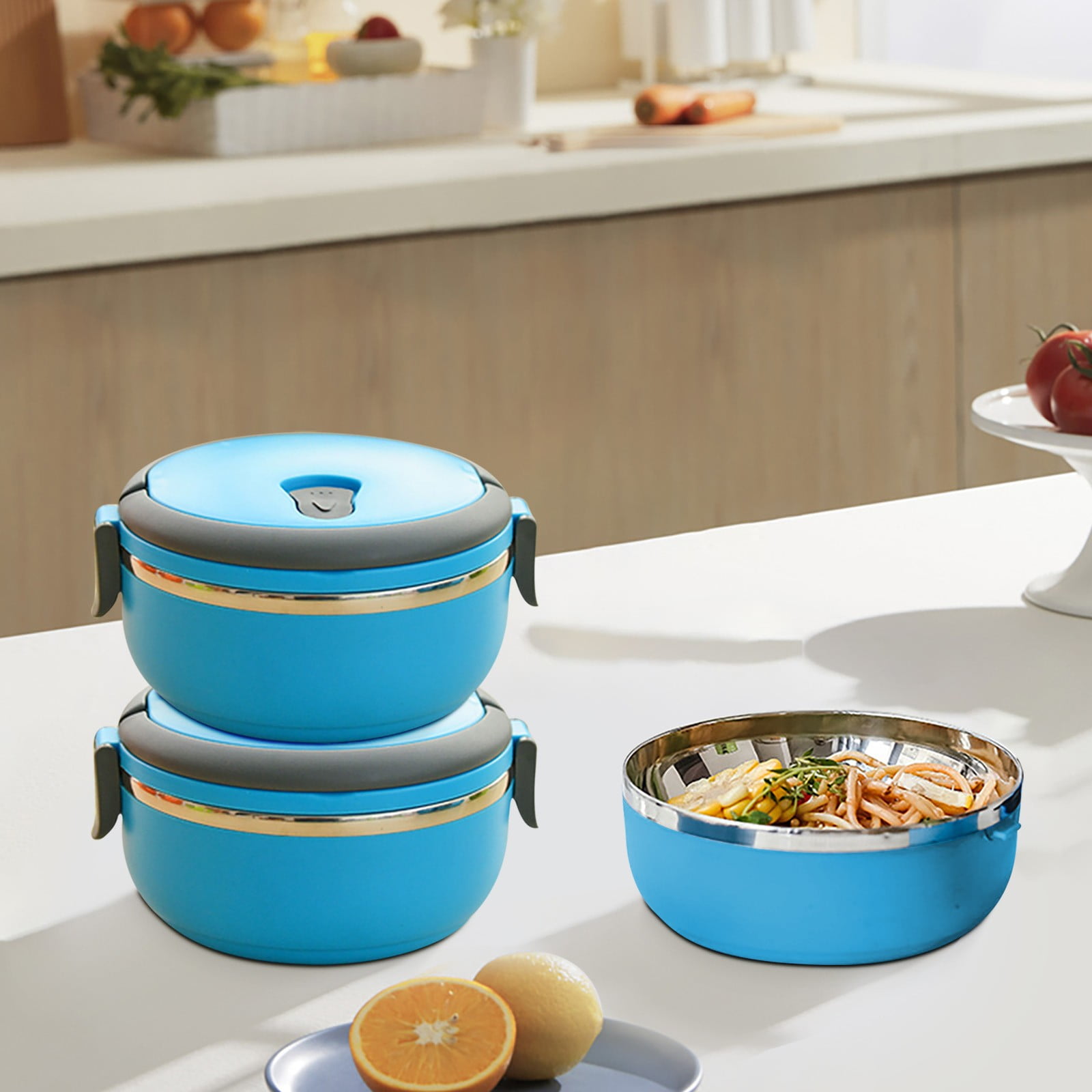 Lunch Box Containers for Hot Food, Portable Lunch Box Stainless Steel Insulated Food Storage Container for Outdoor Camping Picnic Blue — image 5