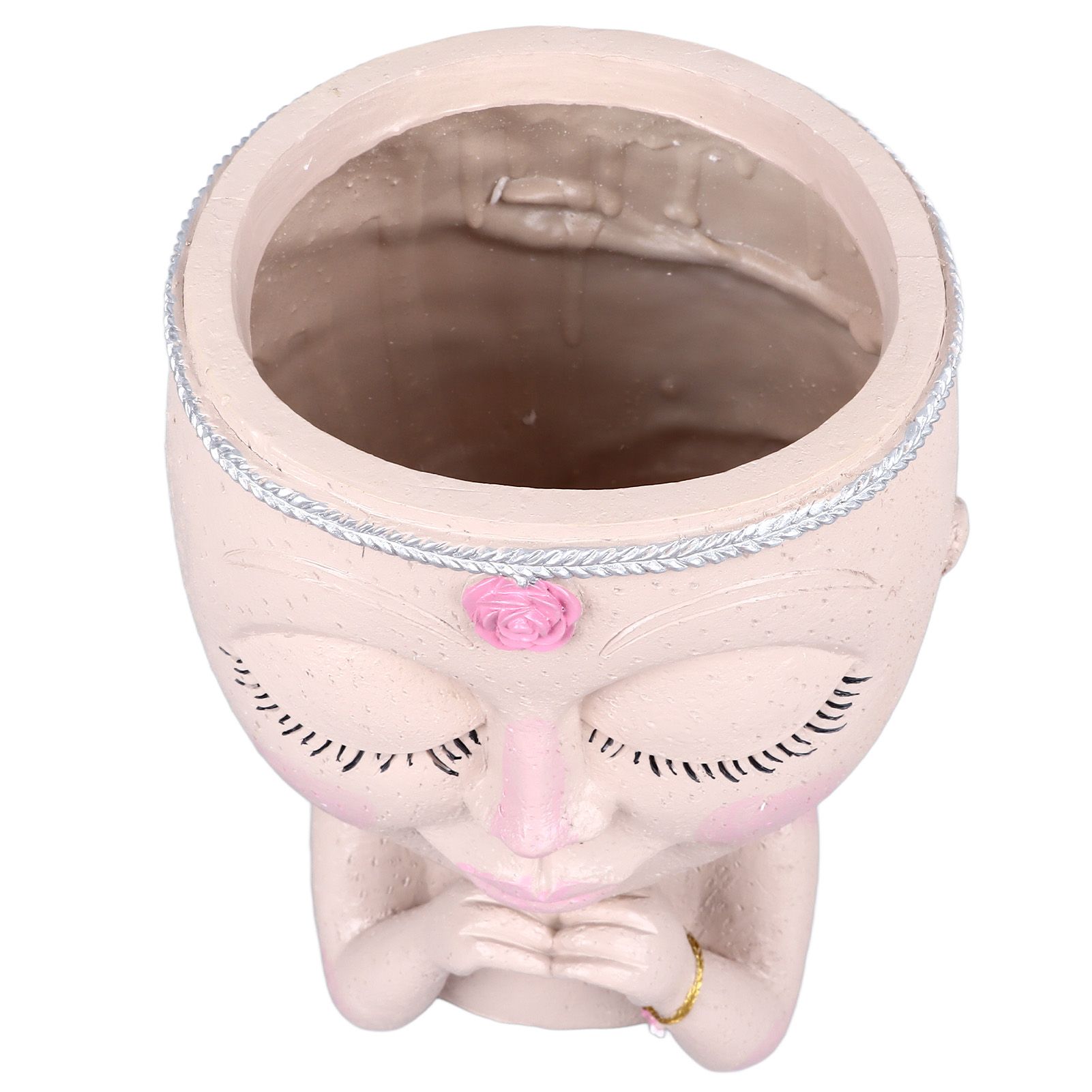 Face Planter Pot Resin Love Style Lady Head Succulent Planter Women Face Flower Pot with Drainage Hole Spades for Indoor Outdoor White — image 4