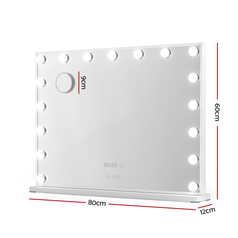 Embellir Makeup Mirror 80x60cm Hollywood Vanity with LED Light Tabletop White — image 2