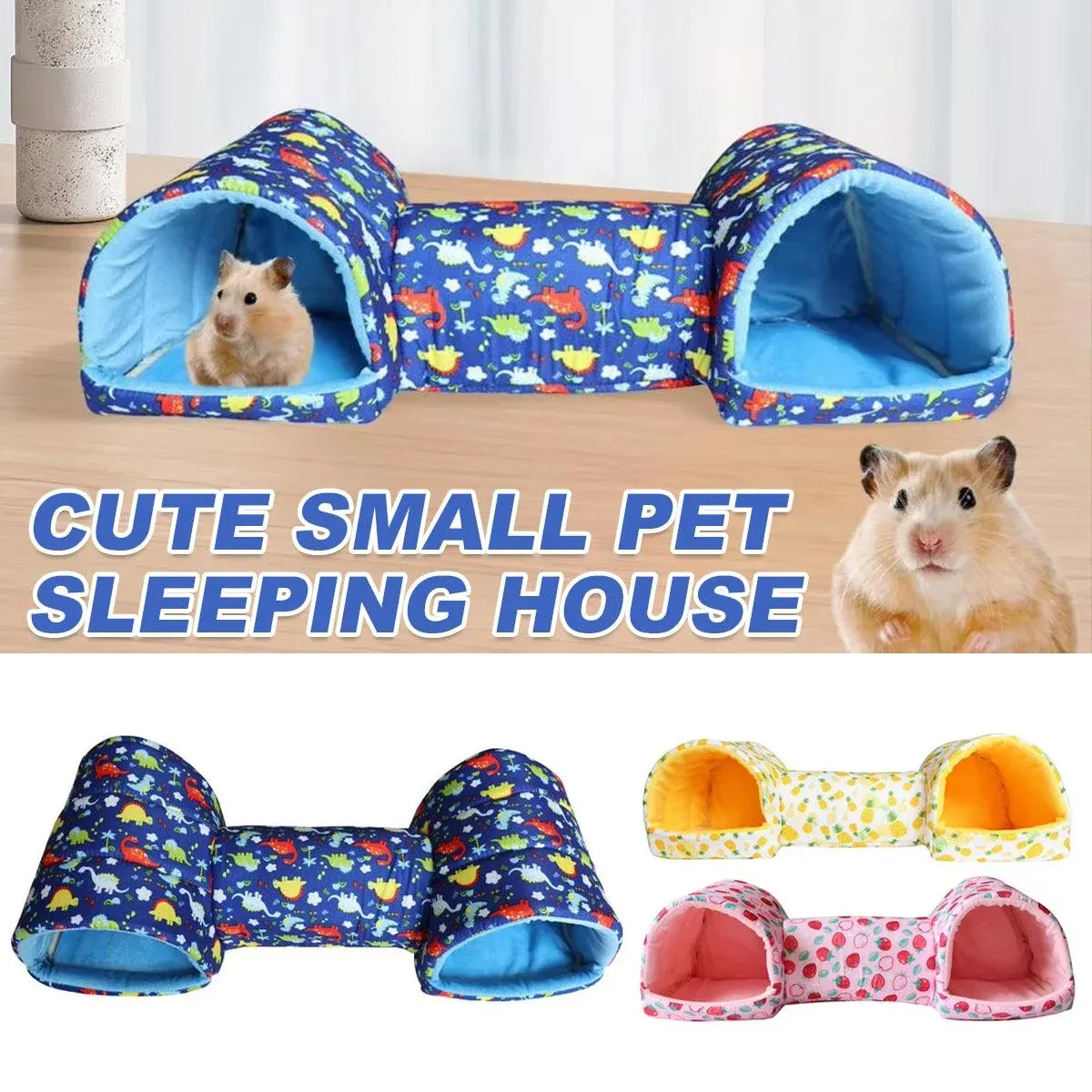 Small Pet Hamster Nest House Cotton Tunnel Comfortable Bedding for Hamsters - Pink — image 2